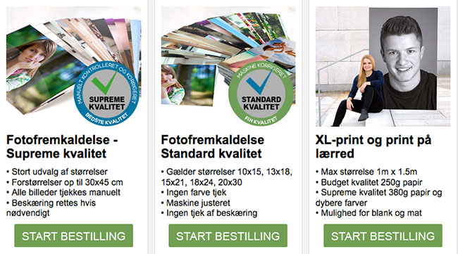 Vælg fremkaldelse kvalitet